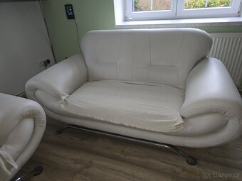 Sedací souprava 3,2,1 umělá kůže- bílá - 4