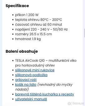 Tesla Aircook Q10 multifunkční horkovzdušná poklice - 4