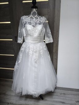 Midi svatební šaty 40/42 - 4