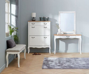 Barokní zrcadlo bílé dřevěné 90x70cm z fazetou - 4