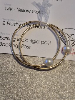 Dámské naušnice kruhy se sladkovodní perlou 585 14k - 4