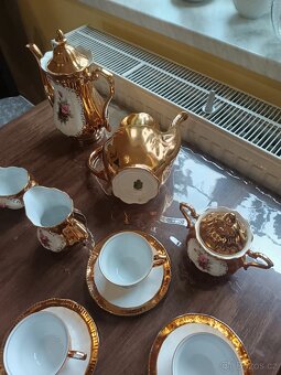 Porcelánový servis 24karátové zlato starožitnosti Bavorsko - 4