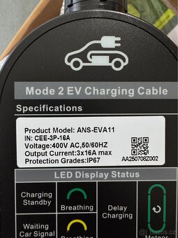 Přenosná nabíječka 11kW pro EV a PHEV, 3x230V - 4