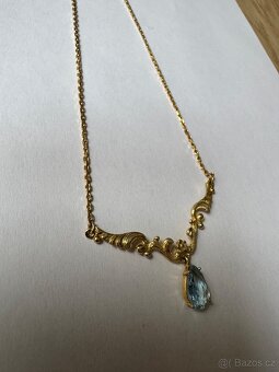 Zlatý náhrdelník s akvamarínem - 4