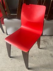 Dřevěná židle jídelní červená šedá - 4