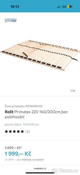 Postel 140cm + matrace +rošt Möbelix - 4