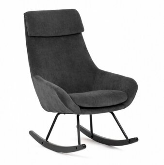 Křeslo houpací v manšestrové látce žluté a šedé barvy - 4