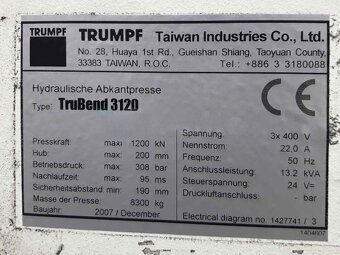 Ohraňovací lis TRUMPF TruBend 3120, použitý, z roku 2007. - 4
