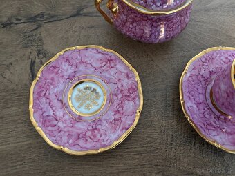 Růžový porcelán - šálky s podšálky a cukřenkou - 4