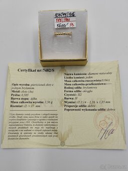 Zlatý prsten s diamantem a certifikát - 4