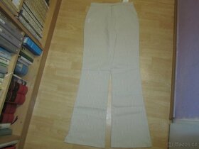 Nové béžové kalhoty s šedým proužkem vel.cca S-M - 4