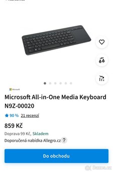 Bezdrátová klávesnice Microsoft All-in-One Media Keyboa NOVÁ - 4