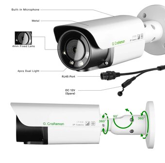 PoE IP kamera G.Craftsman UHD 12mpx 4000x3000 s mikrofonem - 4