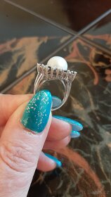 Krásný stříbrný prsten s perlou - 4