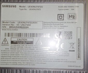 Prodam Samsung UE43NU7472U- 108cm(43") Ultra HD WiFi SMART - 4