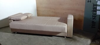Prodám nový rozkládací trojsed v béžové barvě - 4