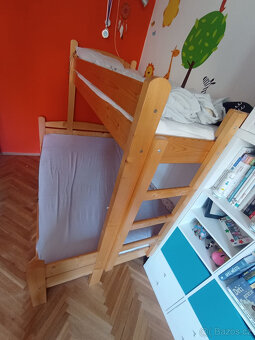 Patrová postel pro 3 děti, masivní, smrk, ulozny prostor - 4
