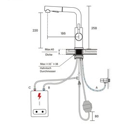 Nízkotlaká dřezová baterie pro ohřívač vody (černá) - 4