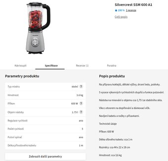 stojanový mixér SilverCrest SSM 600 A1 - 4