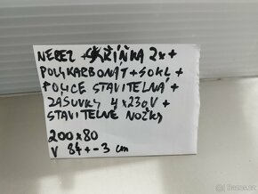 Nerezový stůl kuchyňský, dvířka, police, zásuvky 230V, 200cm - 4