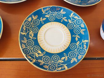 SOUPRAVA KÁVOVÁ STAROŽITNÁ MODRO-ZLATÁ KRÁSNÁ - 4