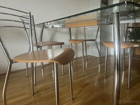 Jídelní sada, skleněný stůl, 4 židle, 2 barové židle - 4