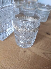 Starožitná broušená sada na whisky karafa, sklenice - 4