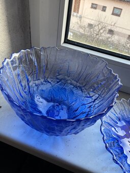 Sada modrých skleněných mís – „Ledová struktura“ - 4