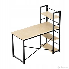 Moderní počítačový stůl s regálem - hnědý - 4