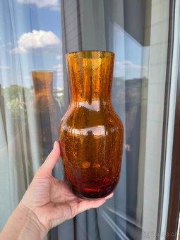 Ruckl Křišťálová váza 25 cm, ambrové krakelované sklo - 4