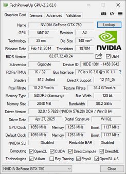 GIGABYTE GTX 750 Ultra Durable 2 2GB DDR5 - 4