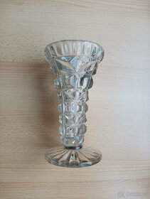 Retro skleněná váza z těžkého mačkaného skla - 4