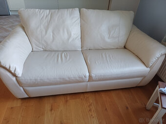 Kožená pohovka 3-místná s podnožkou ve výborném stavu - 4
