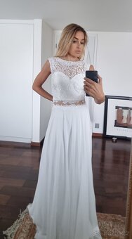 Nové krajkové boho svatební šaty vel M - 4