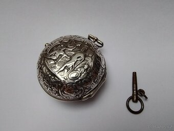 Stříbrné hodinky špindlovky oignon 18. století - 4