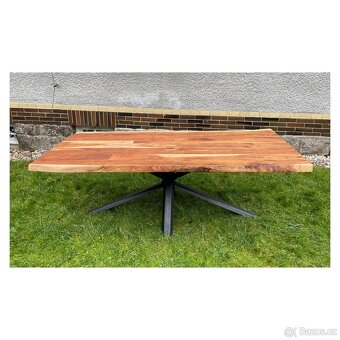 Masivní jídelní stůl – teak + kov, 210×100 cm - 4