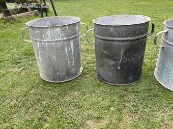 Stare plechove nadoby, pozinkovany hrnec, hrnce - 4