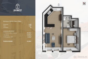 Prodej bytu 2+kk, 47,55 m2 – Praha | Krásný byt po rekonstru - 4