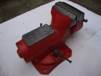Svěrák YORK 125mm červený zachovalý otočná základová deska - 4