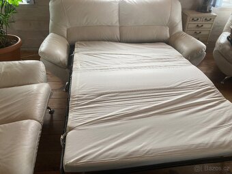 Bílá kožená sedací souprava 3+2+1 - 4