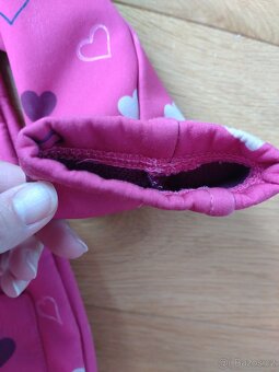 Softshelová bunda - růžová, srdíčka (92/98) - 4