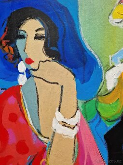 ISAAC MAIMON - Women in the Cafe (UNIKAT - olejomaľba/akryl) - 4