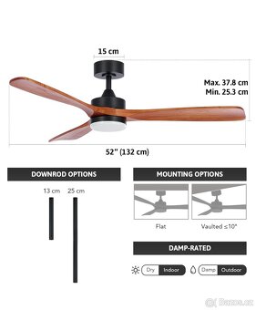 Stropní ventilátory VONLUCE se LED světlem - 4