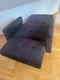 Rozkládací sofa-pohovka-postel černý samet - 4