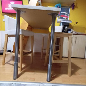 Stolní deska/barový stůl + nohy + židle - 4
