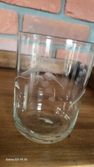 SKLENIČKY STAROŽITNÉ BROUŠENÉ SKLO- KRÁSNÝ MOTIV 6ks - 4