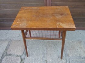 Dřevěný stolek s výpletem 60. léta - M. Navrátil - 4