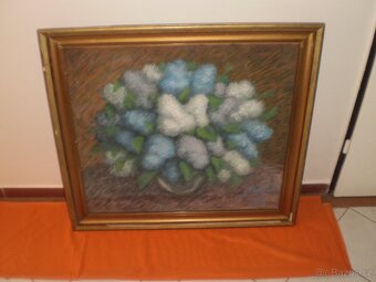 obraz - olej - signace ++ šeřík ve váze++ 72x81 cm - 4