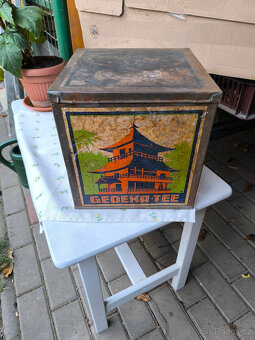 Stará plechová krabička na čaj,německá 20-40léta,Gedeka Tee - 4