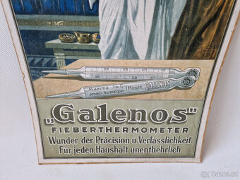 Starožitná reklamní cedule domácí lékařské teploměry Galenos - 4